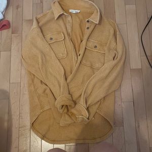 waffle knit button up shirt